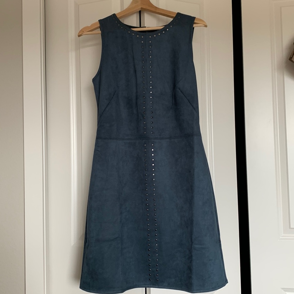 Never worn White House, Black market blue suede dress with metal studs